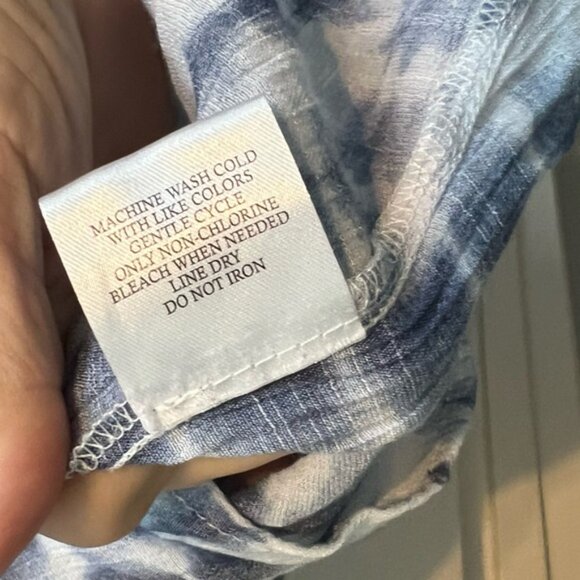 Blue Tie-Dye Gauzy Women's Top Blouse 2X Plus Size Fred David 3/4 Sleeves - Picture 5 of 8